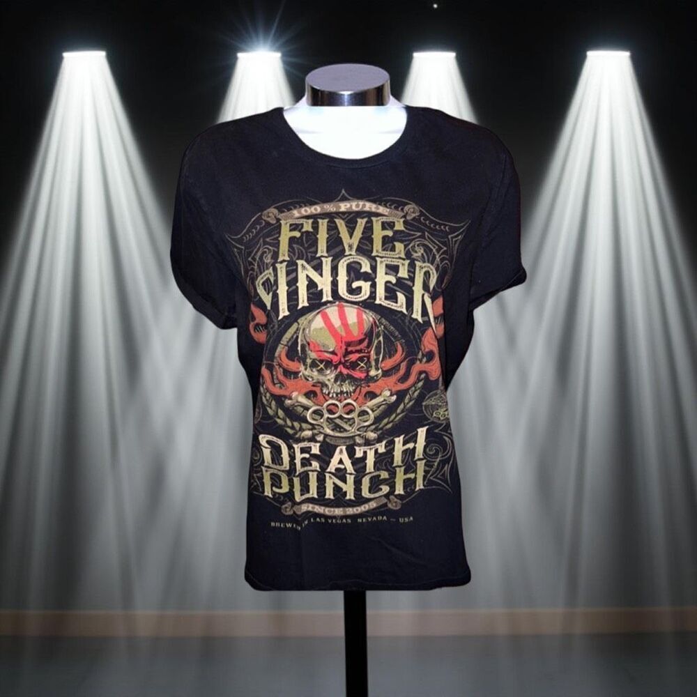 Women’s Bay Island Five Finger Death Punch 100 Proof T Shirt Size Large